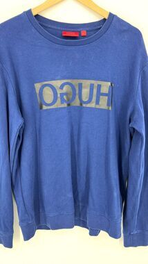 Hugo Boss RED LABEL Logo Sweatshirt Blue 100% Cotton Size XL